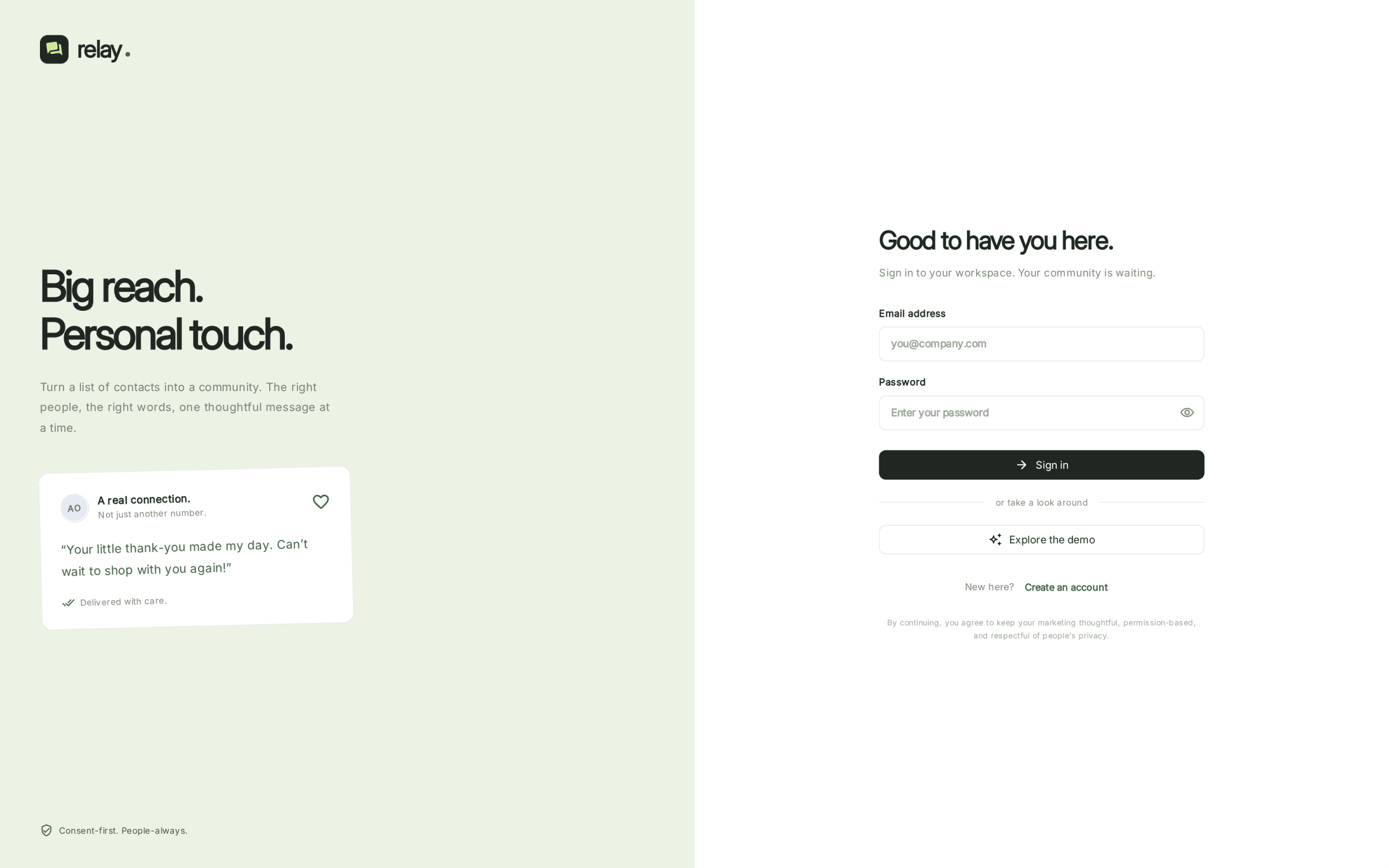 Relay's workspace: a consent-first WhatsApp campaign builder